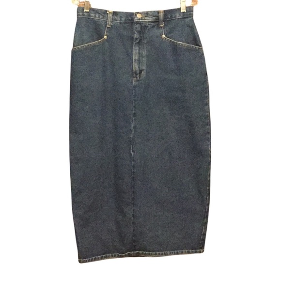Vintage Vivaldi high waist denim skirt long USA 12